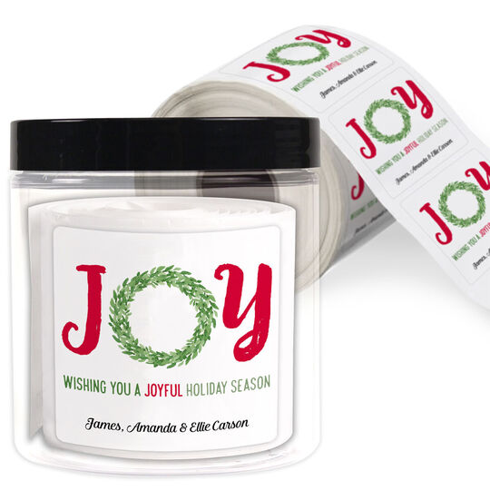 Joy Wreath Square Gift Stickers